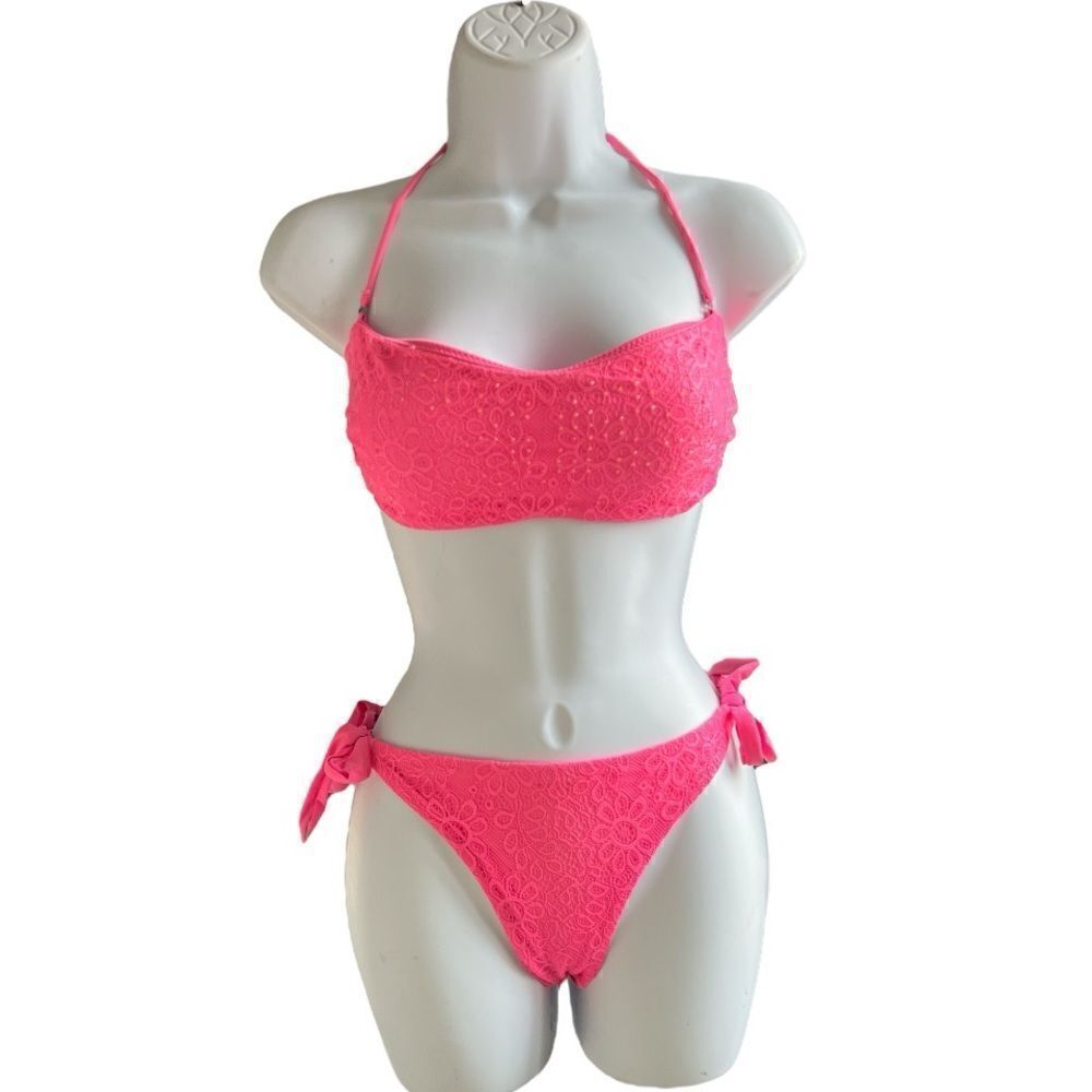 RAE Bikini Swinging Set Bright Pink In Size XL Made In Italy Fit Smaller.